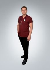 Formed Likralı Kumaş Erkek Üst Bordo + Alt Siyah Doktor Hemşire Forması