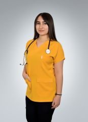 Formed Likralı Kumaş Kadın Üst Sarı + Alt Siyah Doktor Hemşire Forması