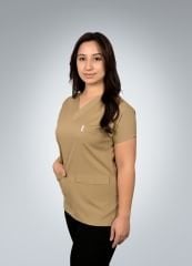 Formed Likralı Kumaş Kadın Üst Bej + Alt Siyah Doktor Hemşire Forması