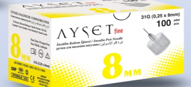 İnsülin İğne Ucu Ayset 8mm 100 lü