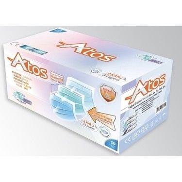 Maske Atos Filtreli  50 li Beyaz 10 Lu Poşet
