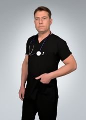 Formed Likralı Kumaş Unisex Siyah Doktor Hemşire Forması