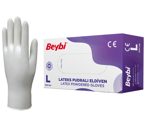 Eldiven Beybi Latex Pudralı 100 lü L