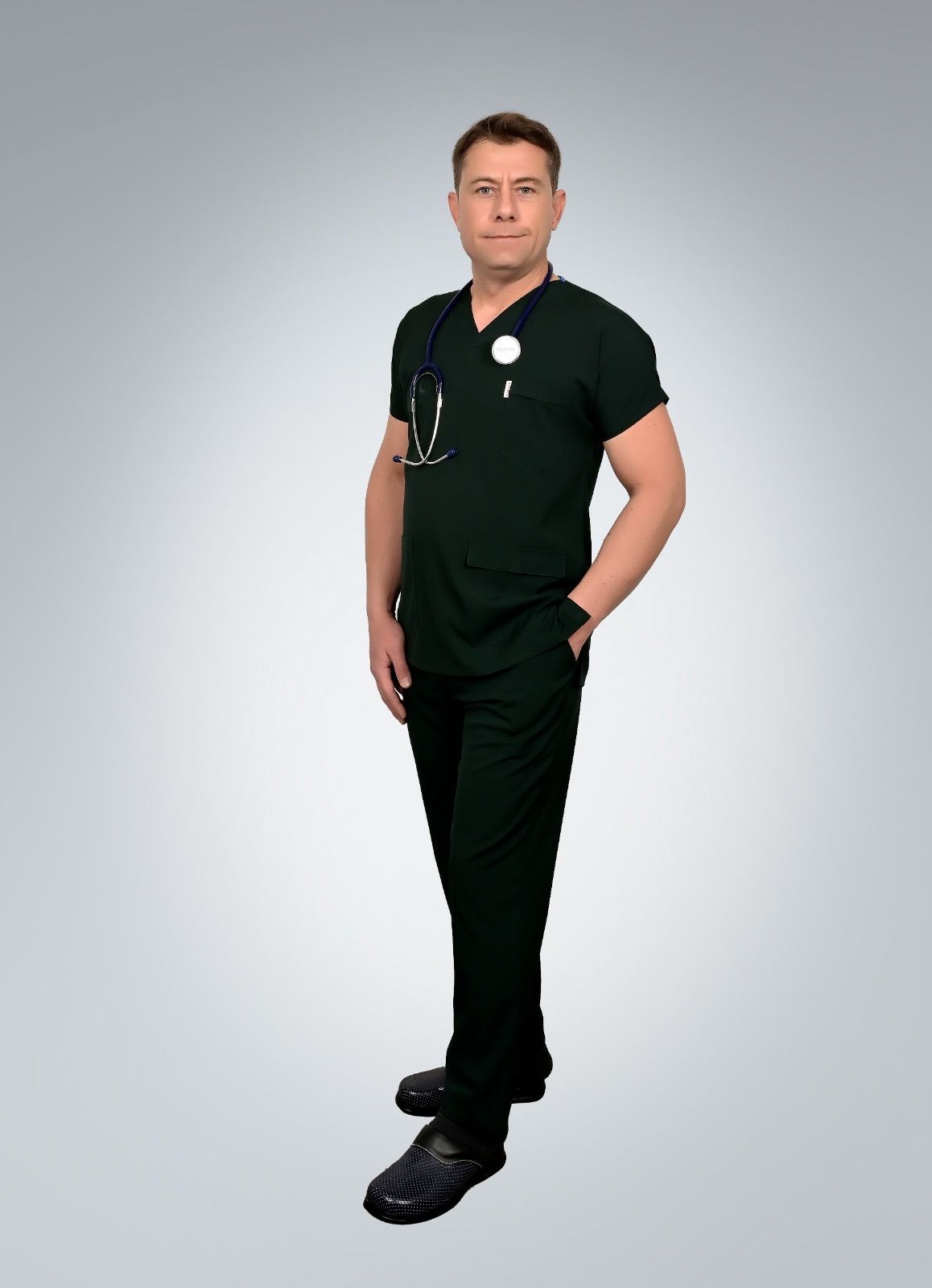 Formed Likralı Kumaş Erkek Kök Yeşili Doktor Hemşire Forması