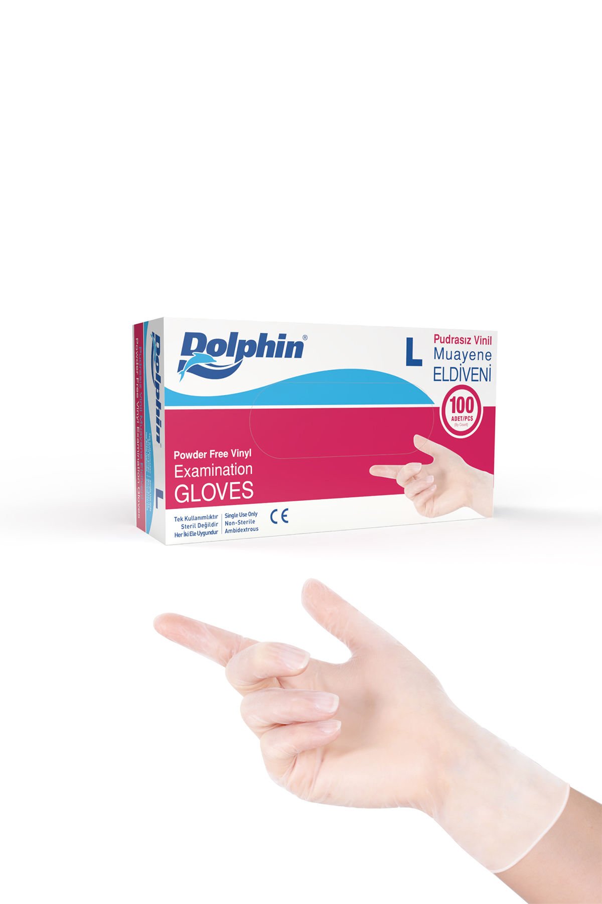 Eldiven Dolpin Vinil Pudrasız 100 lü L
