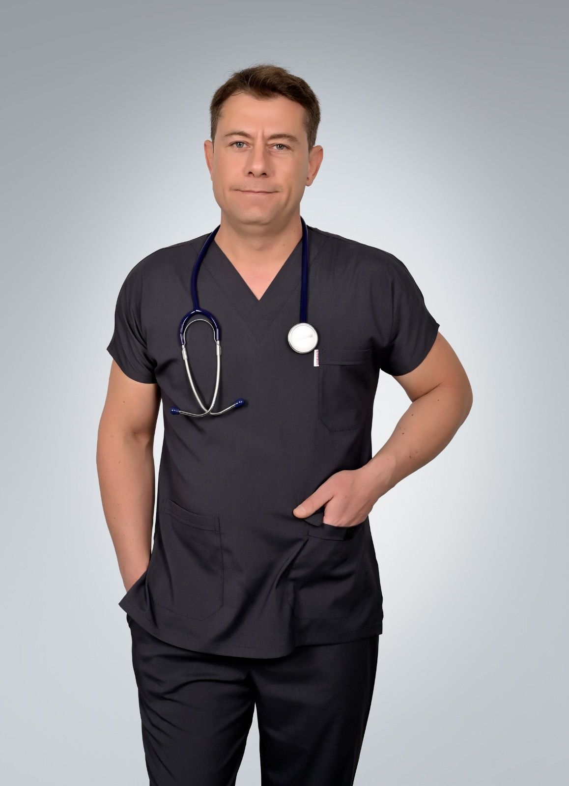 Formed Likralı Kumaş Erkek Antrasit Doktor Hemşire Forması