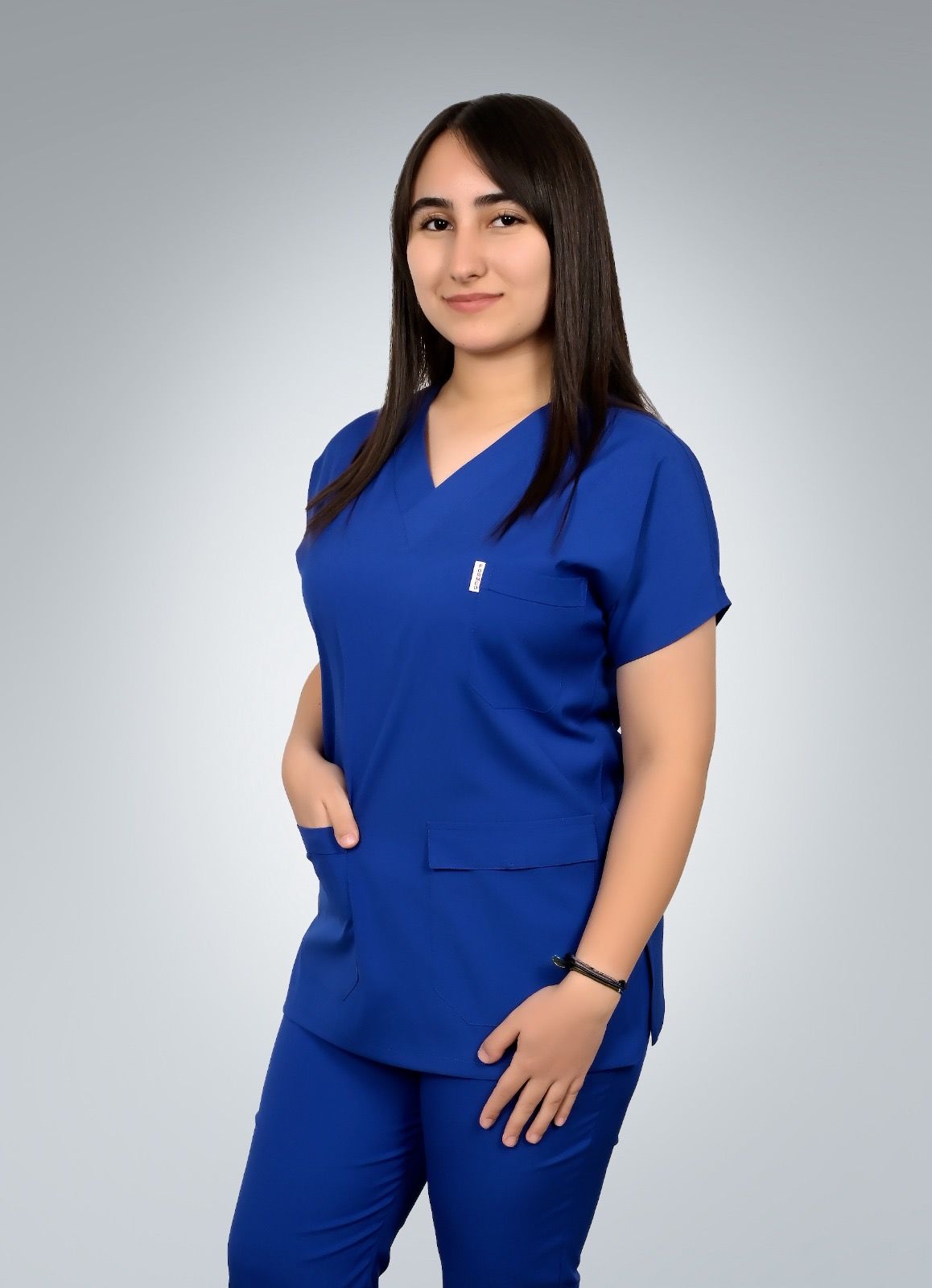 Formed Likralı Kumaş Kadın Saks Mavisi Doktor Hemşire Forması