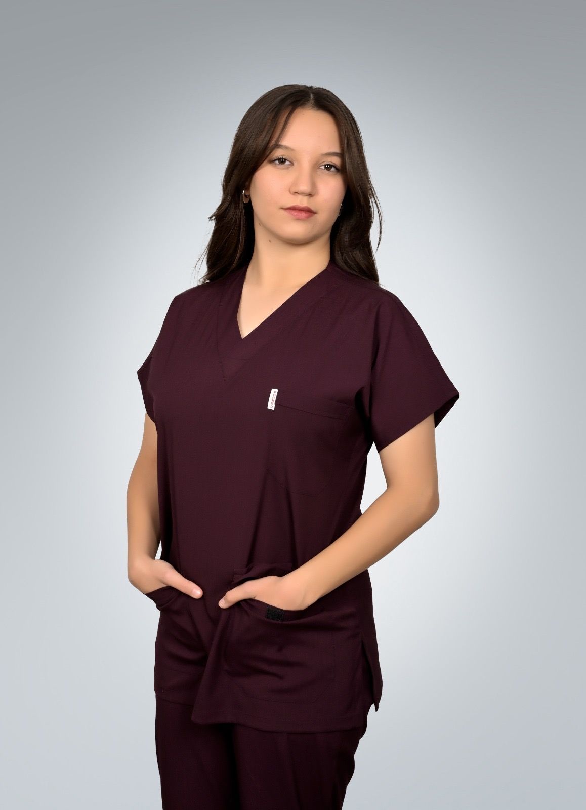 Formed Likralı Kumaş Kadın Mürdüm Doktor Hemşire Forması