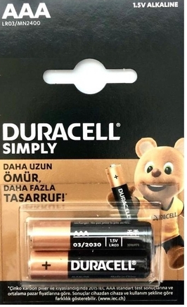 Pil Duracell Sımply AAA Kalem İnce 2 li