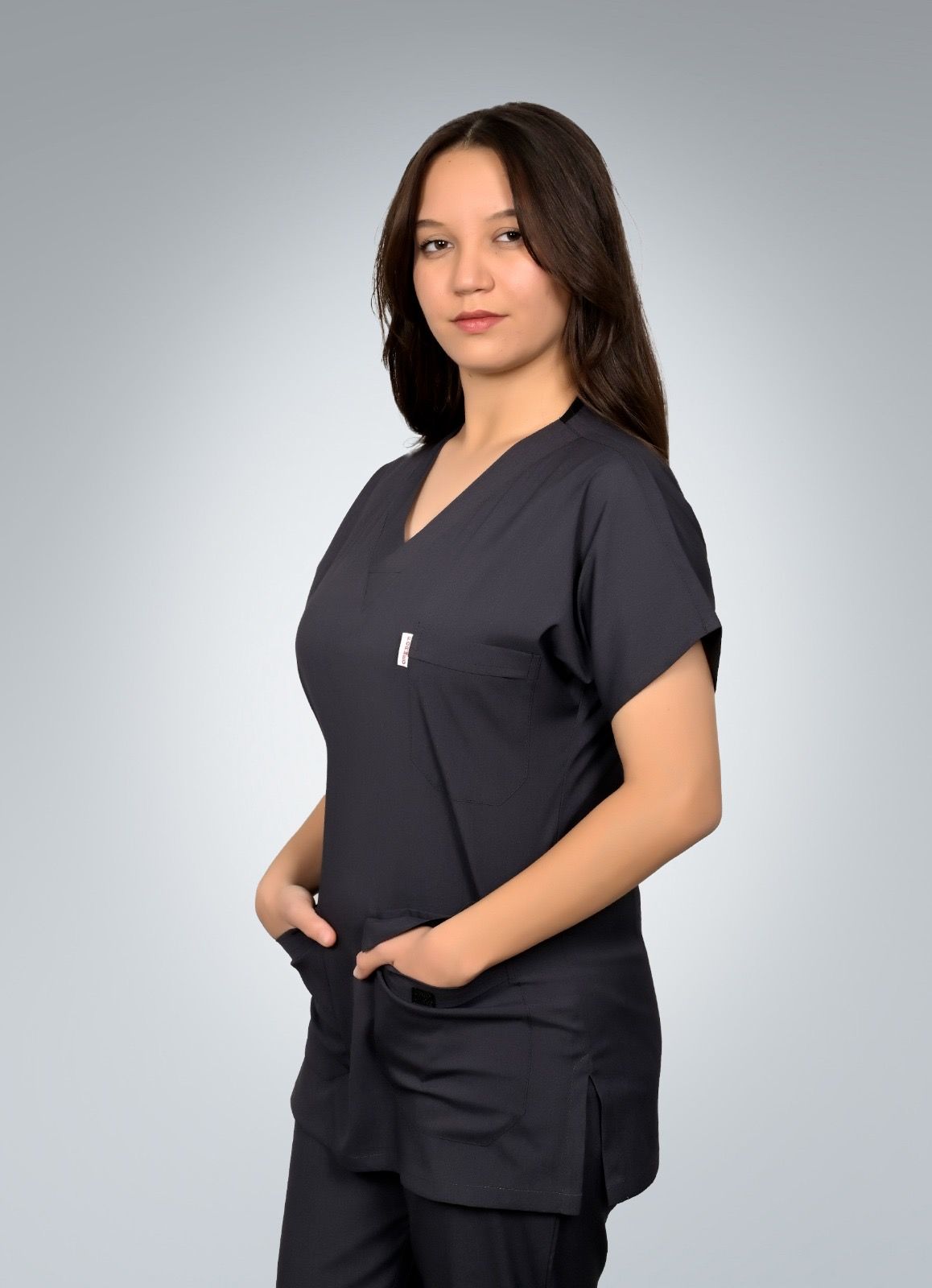 Formed Likralı Kumaş Kadın Antrasit Doktor Hemşire Forması
