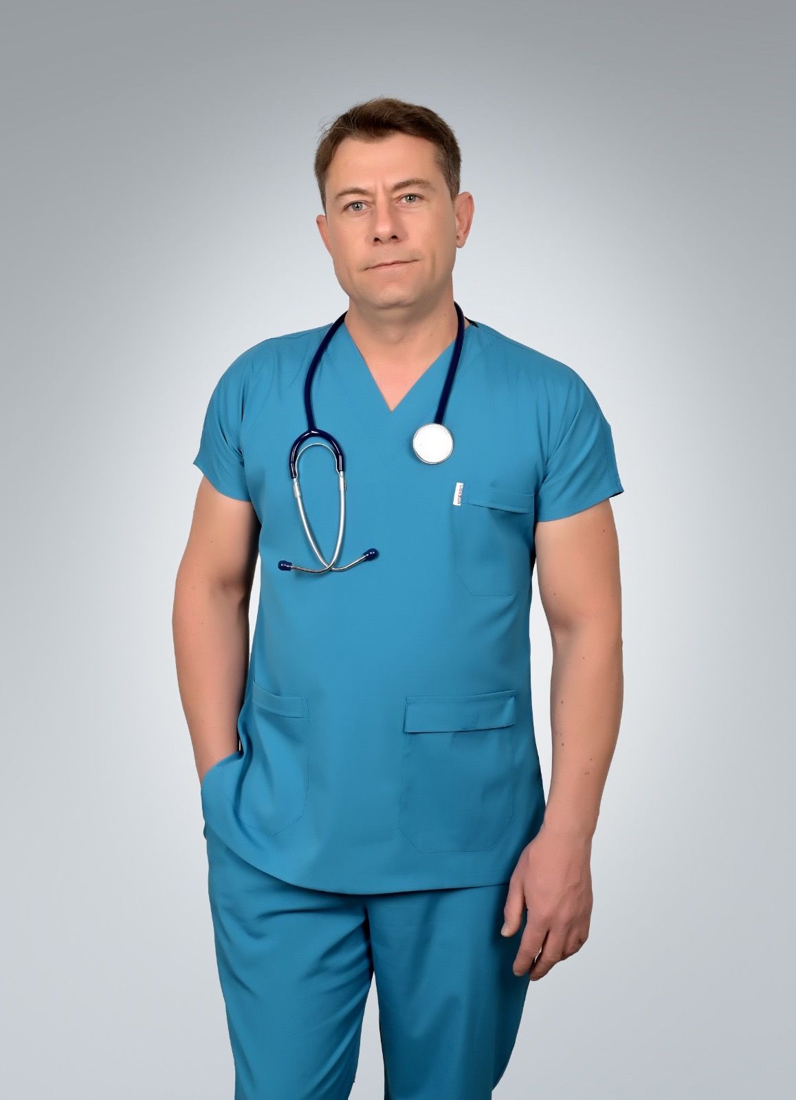 Formed Likralı Kumaş Erkek Petrol Mavisi Doktor Hemşire Forması