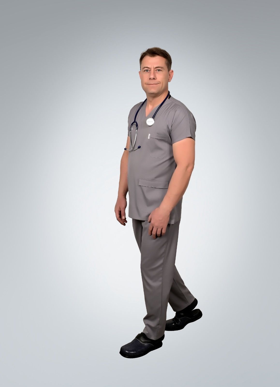 Formed Likralı Kumaş Erkek Gri Doktor Hemşire Forması