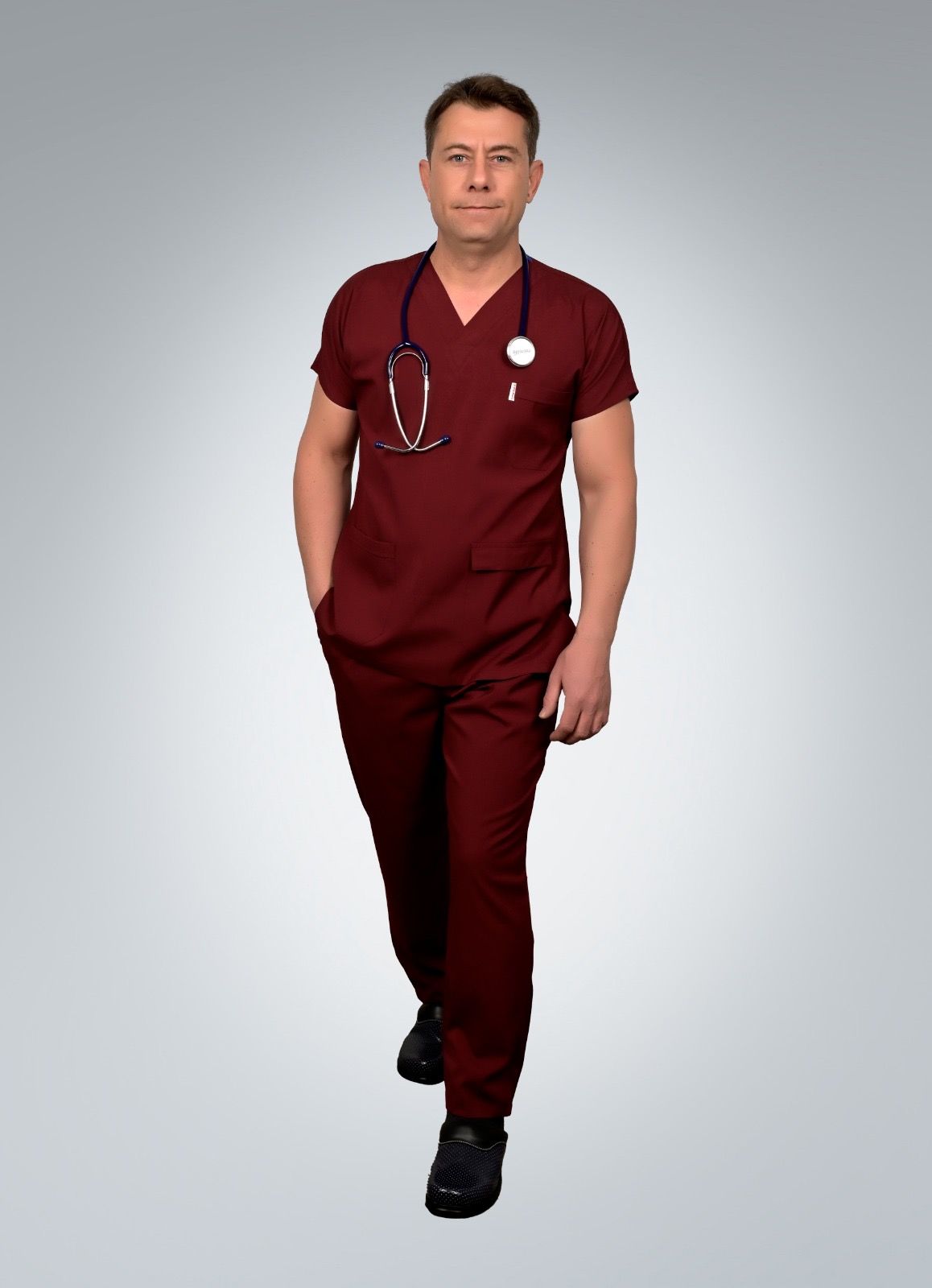 Formed Likralı Kumaş Erkek Bordo Doktor Hemşire Forması