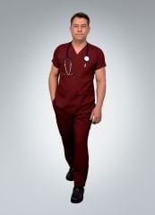Formed Likralı Kumaş Erkek Bordo Doktor Hemşire Forması