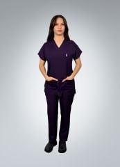 Formed Likralı Kumaş Kadın Mor Doktor Hemşire Forması