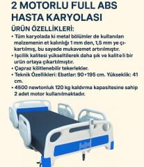 Hasta Karyolası Çift Motorlu Full Abs