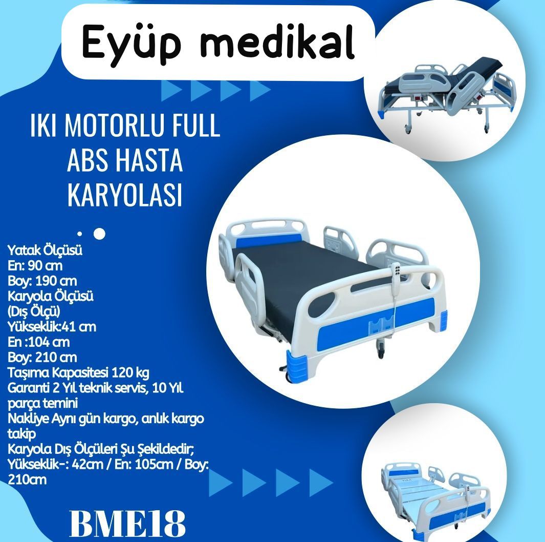 Hasta Karyolası Çift Motorlu Full Abs