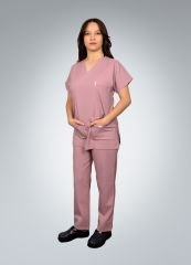 Formed Likralı Kumaş Kadın Pudra Pembesi Doktor Hemşire Forması