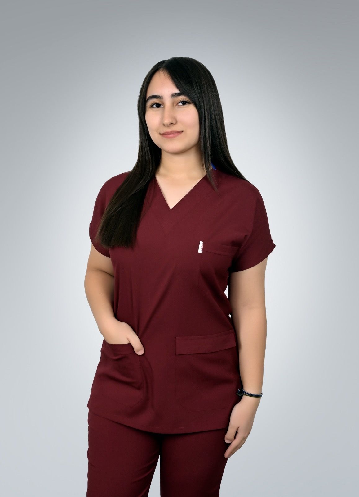 Formed Likralı Kumaş Kadın Bordo Doktor Hemşire Forması
