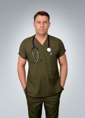 Formed Likralı Kumaş Erkek Haki Yeşili Doktor Hemşire Forması