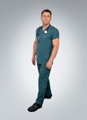 Formed Likralı Kumaş Erkek Petrol Yeşili Doktor Hemşire Forması