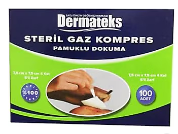 Gaz Kompres Dermatex 7,5*7,5 4 Kat 5 Li̇ 100 Lük