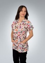 Formed Likralı Kumaş Kadın Kelebek Desenli Üst