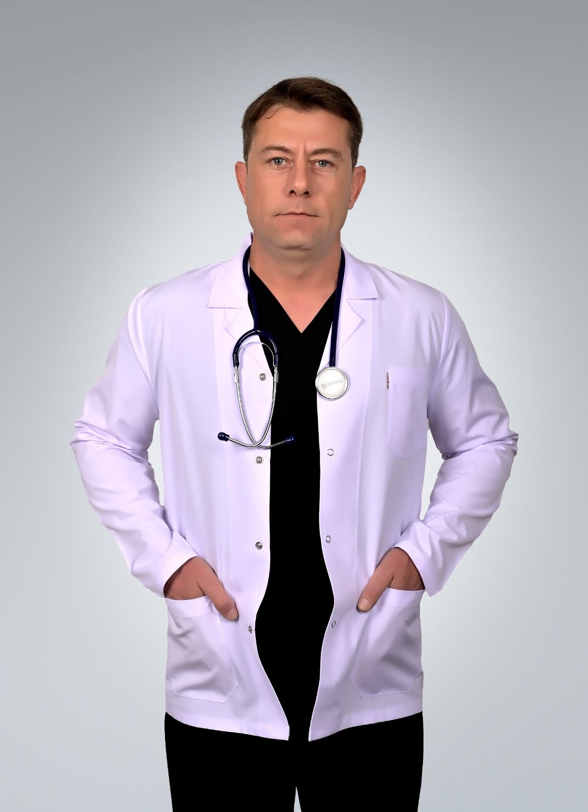 Formed Alpaka Kumaş Erkek Uzun Kol, Kısa Boy, Mono Yaka Vizite Önlük (705)