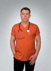 Formed Likralı Kumaş Unisex Üst Kremit + Alt Siyah Doktor Hemşire Forması